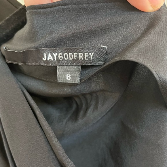 Jay Godfrey One-Shoulder Silk Blouse in Black Size 6 - Picture 4 of 5